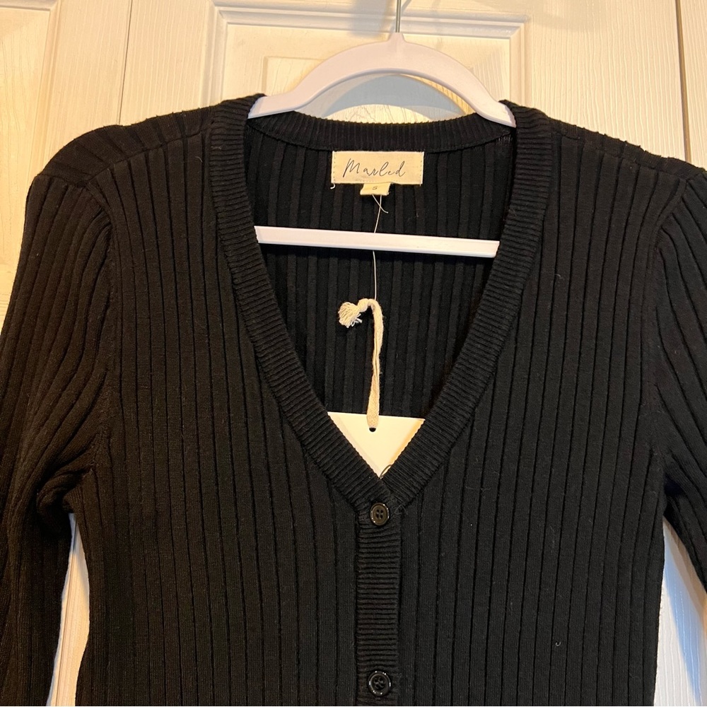 🩷 Marled Black Button Down Sweater Dress - size Small (00848) - Picture 2 of 8